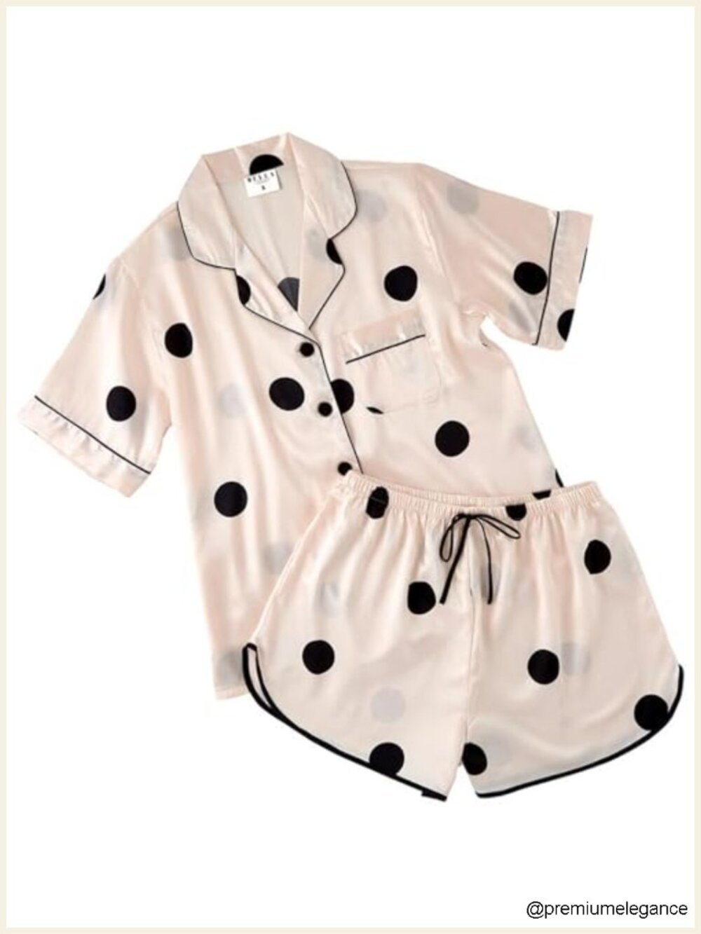 Satin Pajama Set w/ Pockets, Short Sleeve Button Down & Shorts, Women's Size